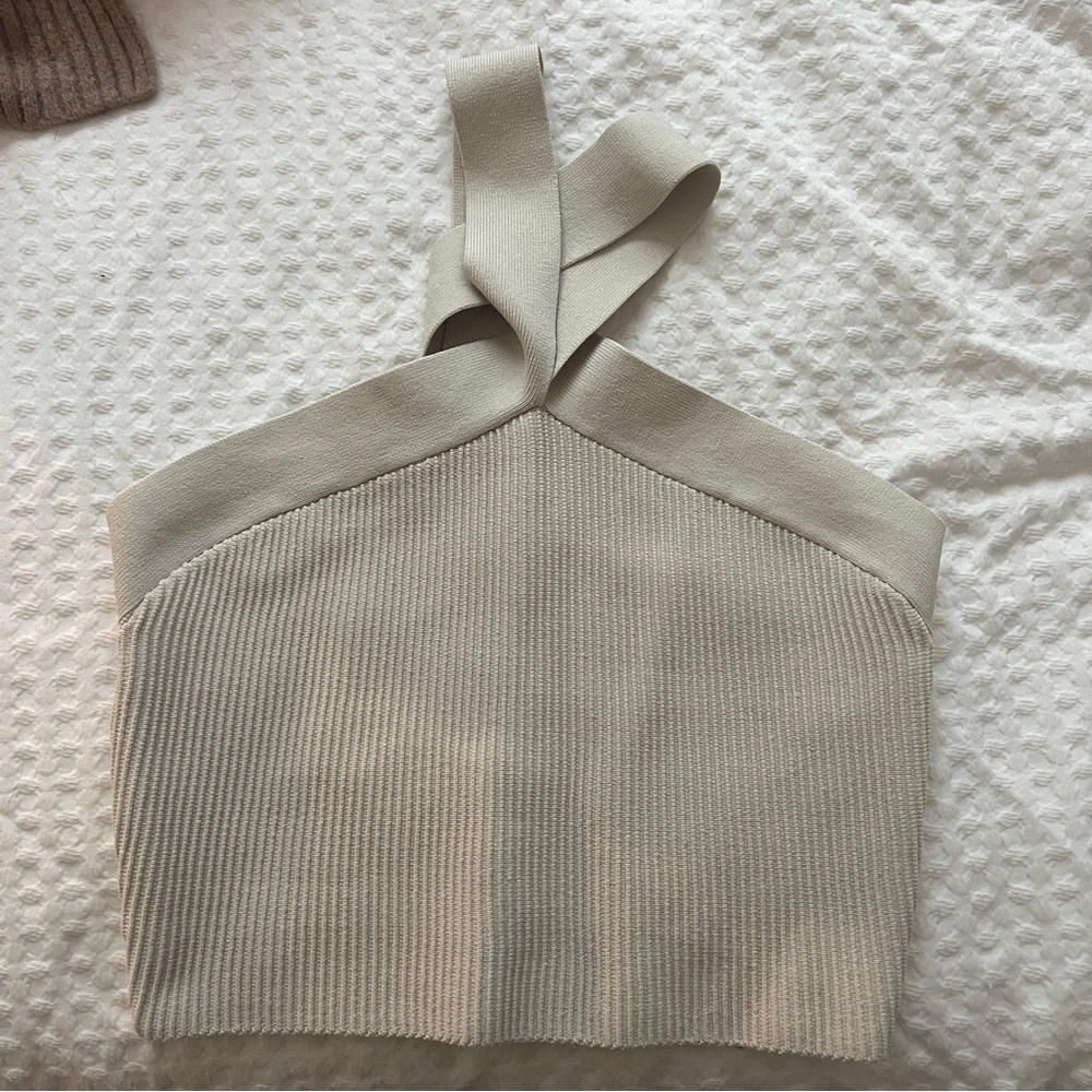 Aritzia Babaton Cream halter crop top